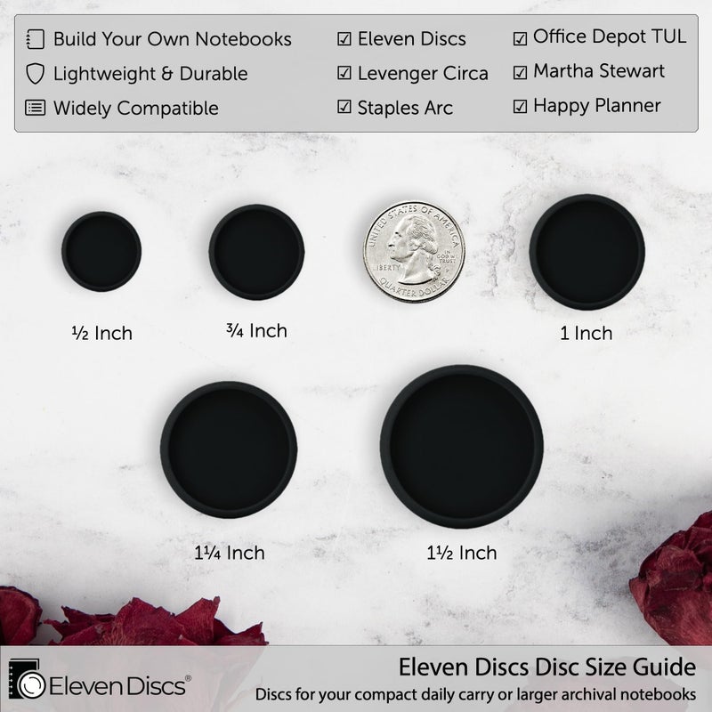 Eleven Discs Â½-Inch Black Plastic Discbound Expansion Discs for Custom Notebook and Planner - Compatible with Circa, Arc, TUL (Set of 22) - Image 3